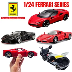 Bburago-réplica de modelo de coche Ferrari 1:24, juguete con licencia oficial a escala 458, 488, SF90, Laferrari, arte en miniatura fundido a presión, regalo para niño