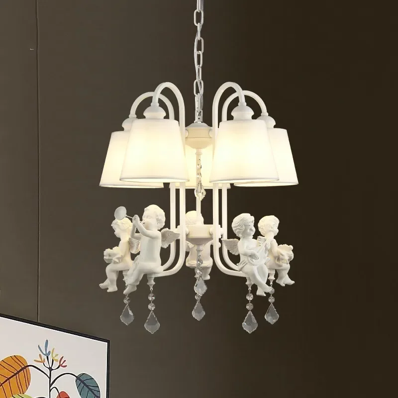 Pastoral Angel chandelier Nordic Korean fresh simple living room bedroom lamp girl children's room restaurant Chandelier