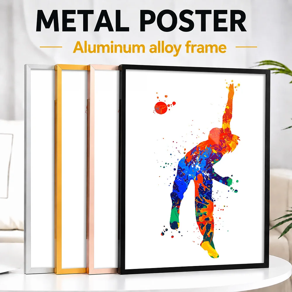 Cricket Player Woman Framed Aluminum Metal Poster Personalized Paint Splatter Wall Art For Sports Lounge And Team Locker Room