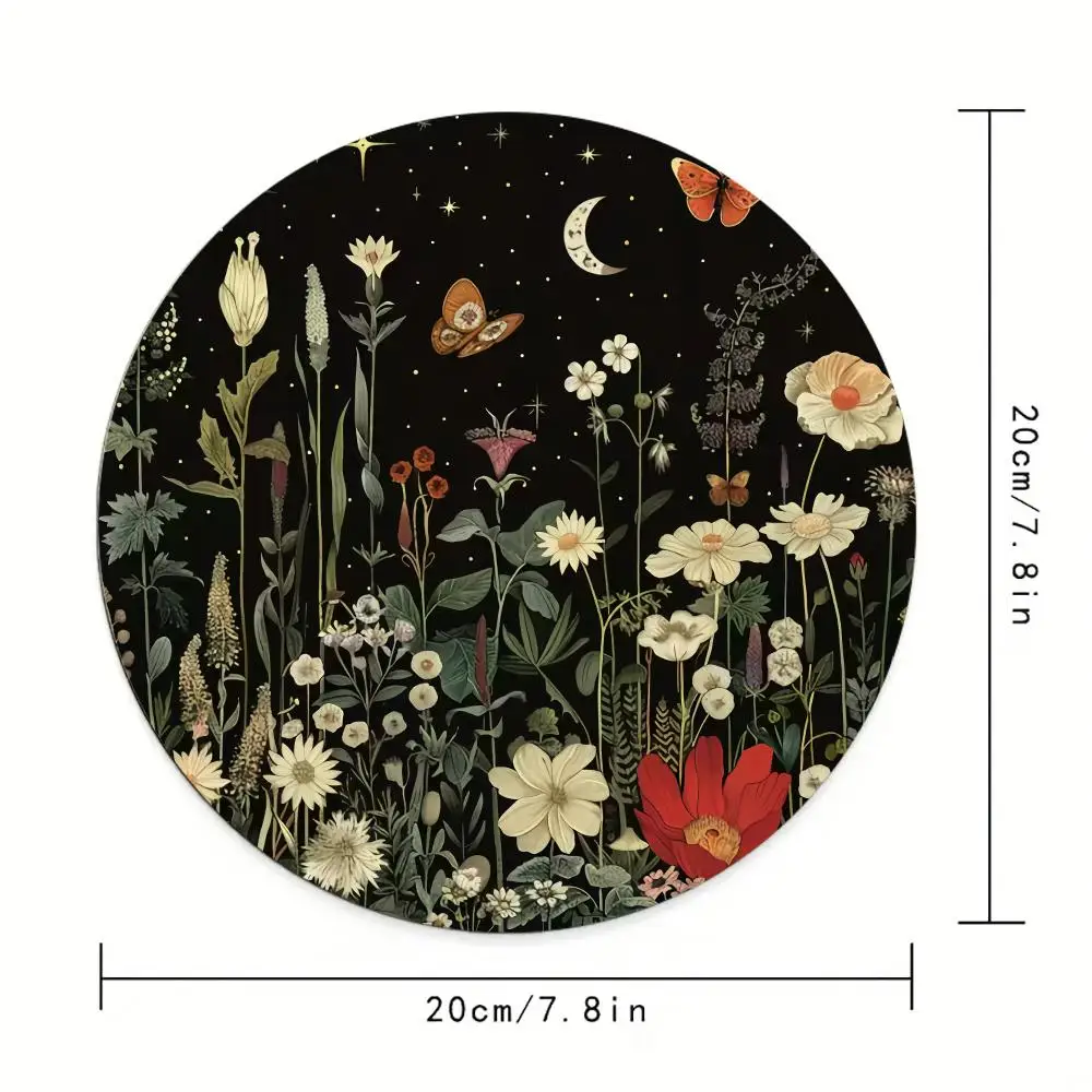 Flowers and plants Mouse Pad round mouse pad Non-slip rubber sole waterproof design Office games universal computer desk RUG