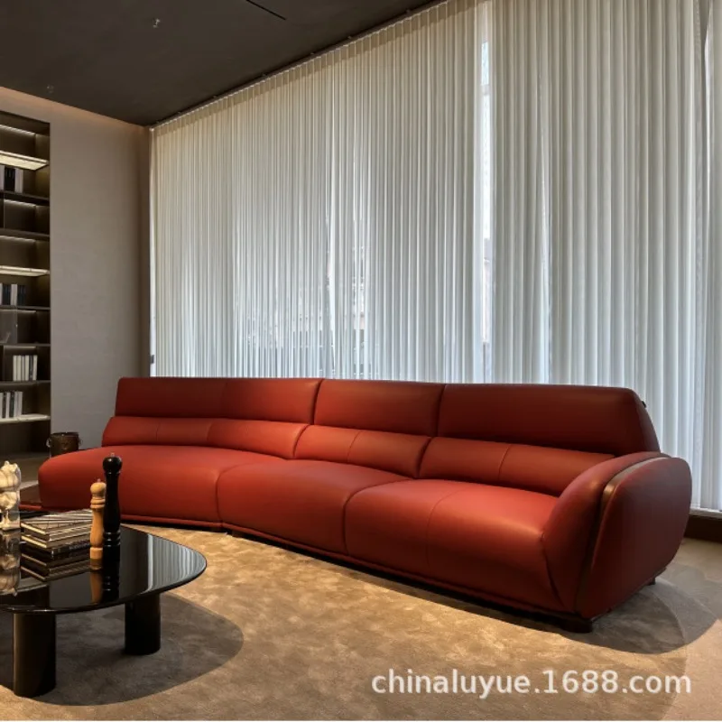 Nordic genuine leather sofa, Italian corner top-grain cowhide sofa