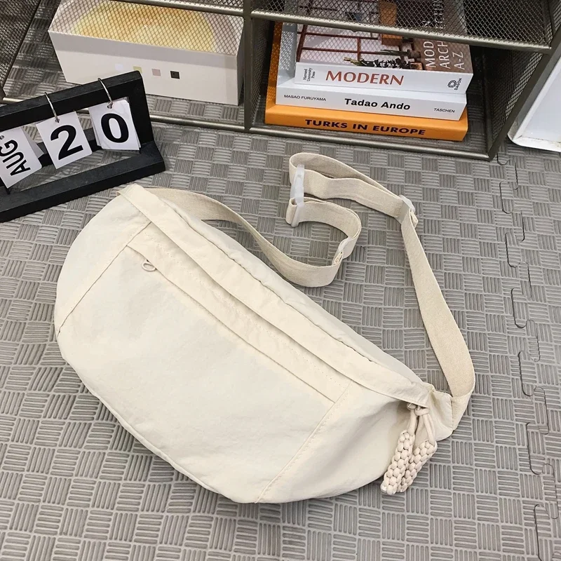 Nylon Zipper 2024 New Product Waist Packs Solid Color Versatile Western Style Casual Chest Bag Soft Neutral Style Crossbody Bag