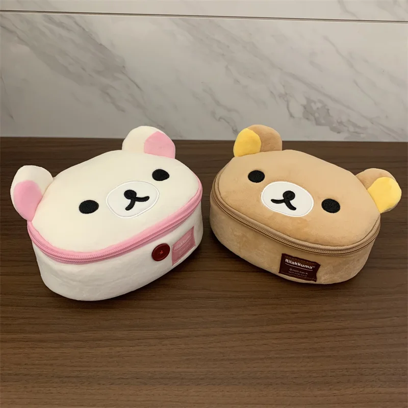 Rilakkuma Korilakkuma Plush Makeup Bag Box Storage Organizer Anime Bear Cute Travel Cosmetic Bag Pouch Kawaii Toiletry Bag