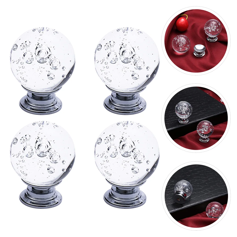 4 Pcs Bubble Crystal Handle Kitchen Cabinet Handles Closet Furniture Drawer Cupboard Door Knob Round Artificial