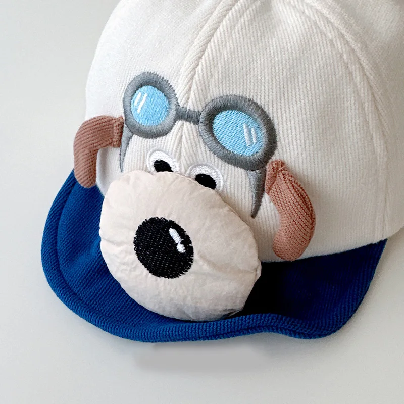 Korean Baby Hats Cute Boys Peaked Caps Baby Soft Brim Puppy Hat Trendy Girls Baseball Cap Autumn Winter Adjustable Headwear 0-1Y