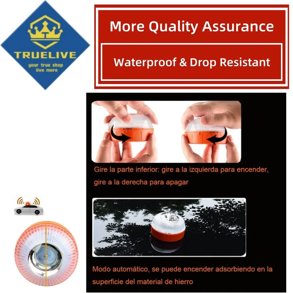 5/3/1PCS V16 LED Car Emergency Light Flashlight Rechargeable Safety Signal Lamp Warning Light Waterproof Waterproof Beacon Lamp