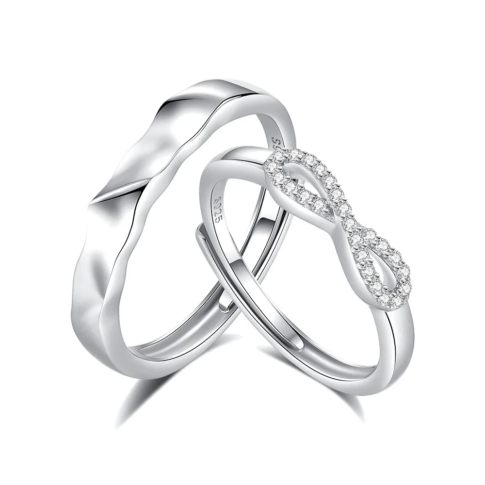 S925 silver love endless stream couple ring women's niche high-end light luxury national tide zircon ring