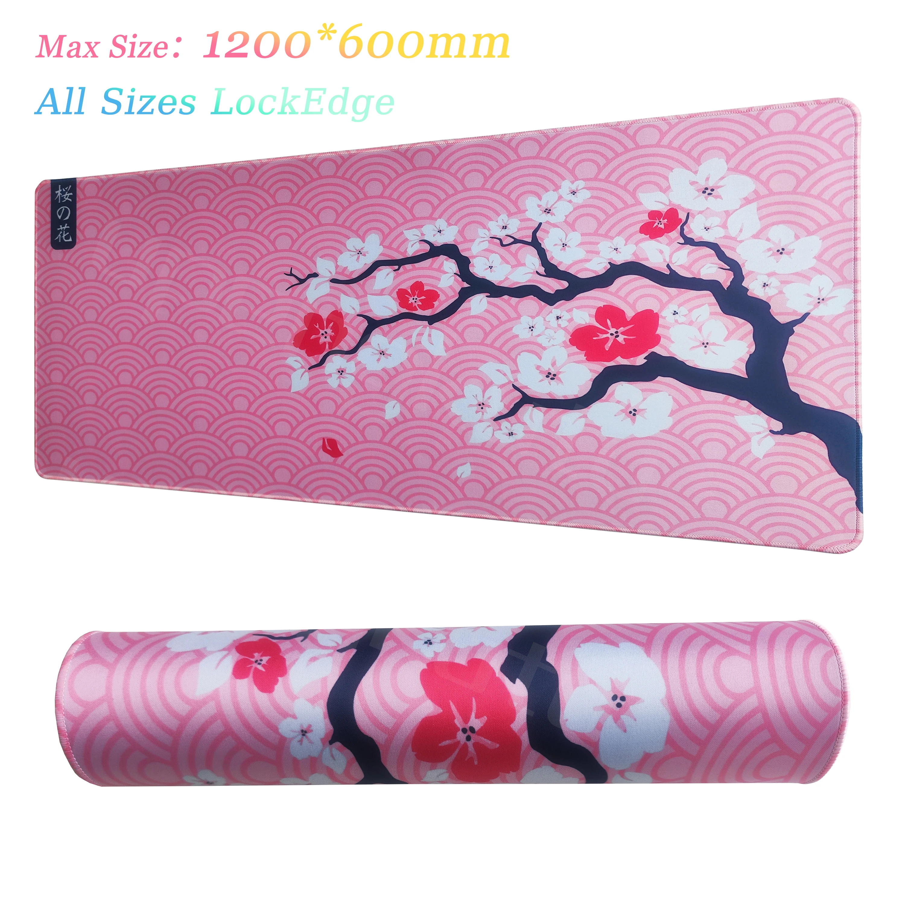 

Large Gaming Mousepad Sakura Rubber Mouse 1200x600x4mm XXXXL eSports Desk Pads For PC Keyboard Mats Table Rug red art Innovation