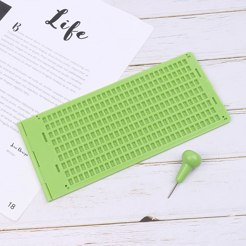 1Set 9 Lines 30 Cells Practical School Plastic Braille Portable Writing Slate With Stylus