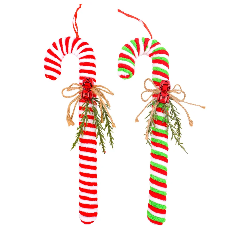 Christmas Plush Soft Candy Cane Red And White Cane Hook Ornaments Christmas Tree Hanging Props- Perfect Holiday Party Decor