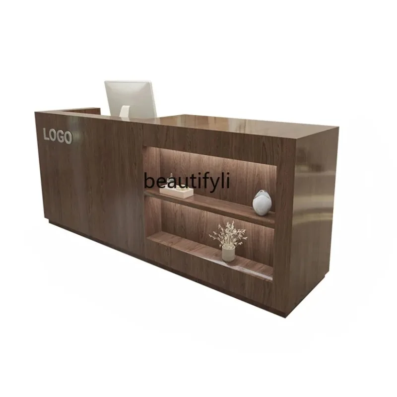 A076 Cashier Desk Modern Minimalist Clothing Store Cashier Desk Reception Mall Front Desk Beauty Salon Bar Counter Customization