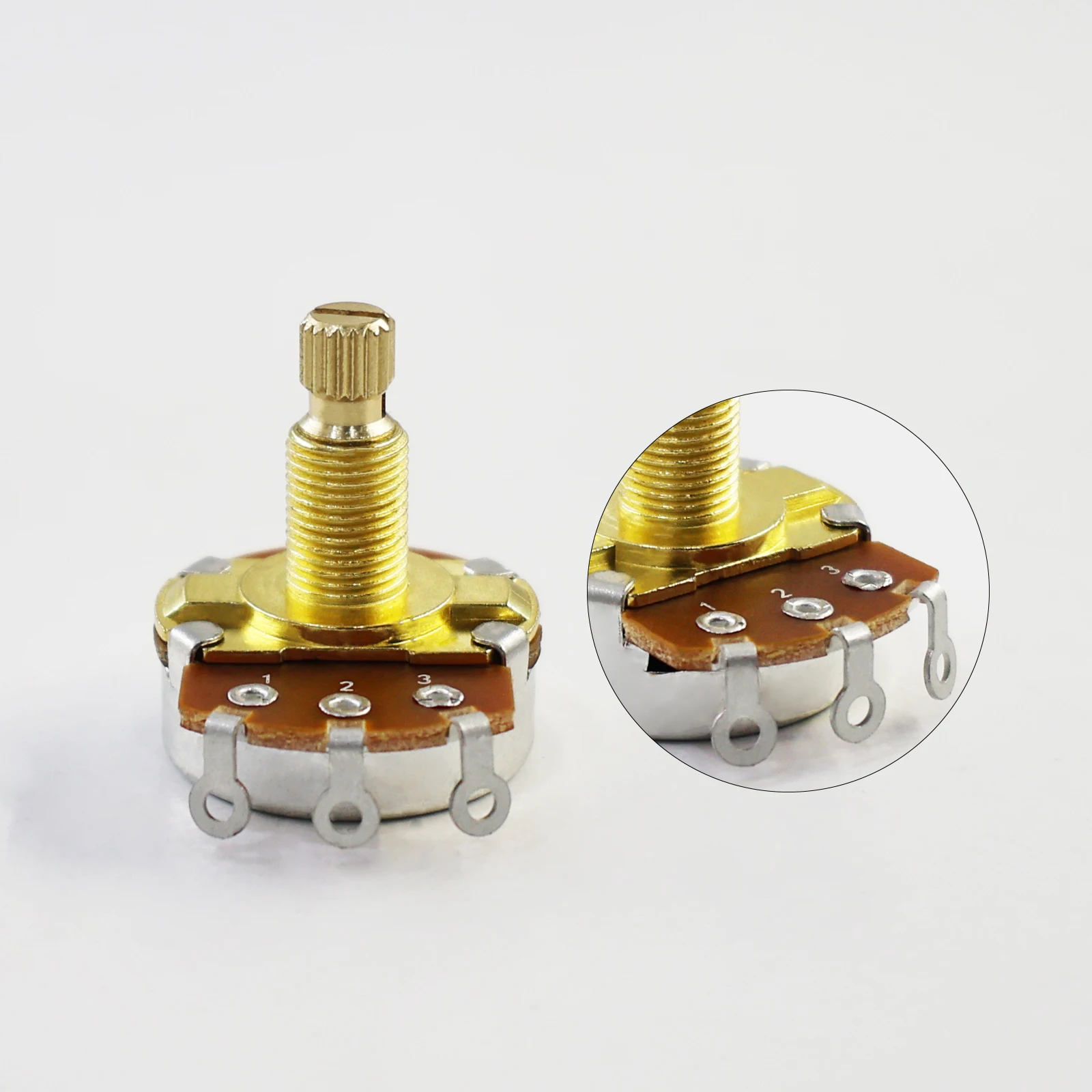 PHRILAM 4Pcs Full Size 18mm Guitar Bass Potentiometers, 18-Tooth 6mm Split Shaft, A250K/B250K/A500K/B500K Optional Volume Tone