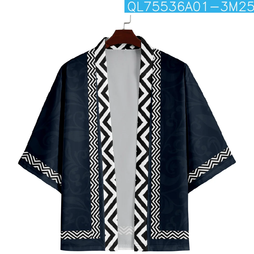 New Design Samurai Traditional Navy Blue Kimono 2025 Japanese Women Men Beach Cardigan Yukata Fashion Cosplay Haori Shirts Top