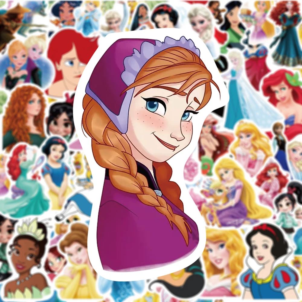 10/30/50pcs Disney Cute Princess Anime Stickers Kawaii Snow White Frozen Cartoon Decals Sticker for Kids Graffiti Notebook Phone