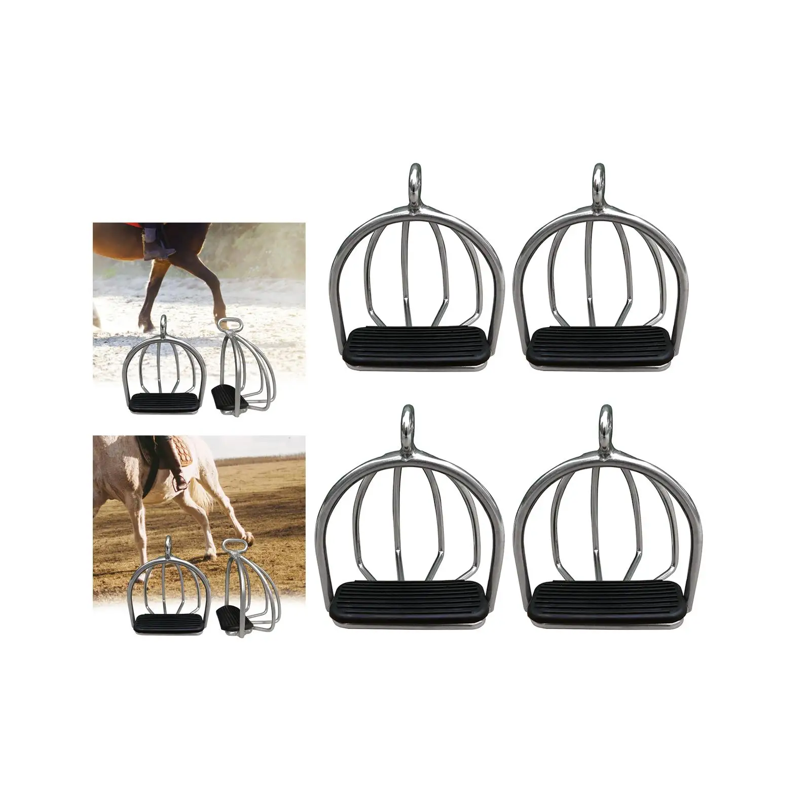 2Pcs Cage Horse Riding Stirrups Steel Flexible Tool Anti-Skid High Strength for Horse Riding Outdoor Sports Supplies Kids Adults