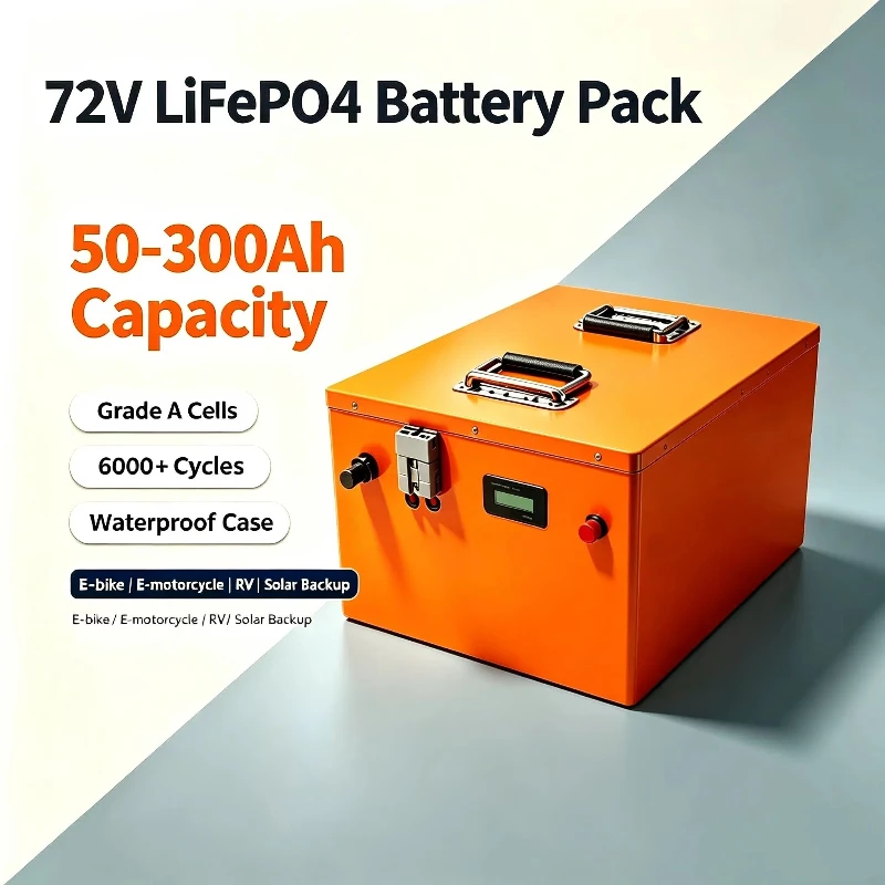 Waterproof 72V 100Ah 60Ah 150Ah 200Ah 250Ah 300Ah Lifepo4 Lithium Battery for 3KW-14KW Pallet Jacks Sightsee Bus golf cart