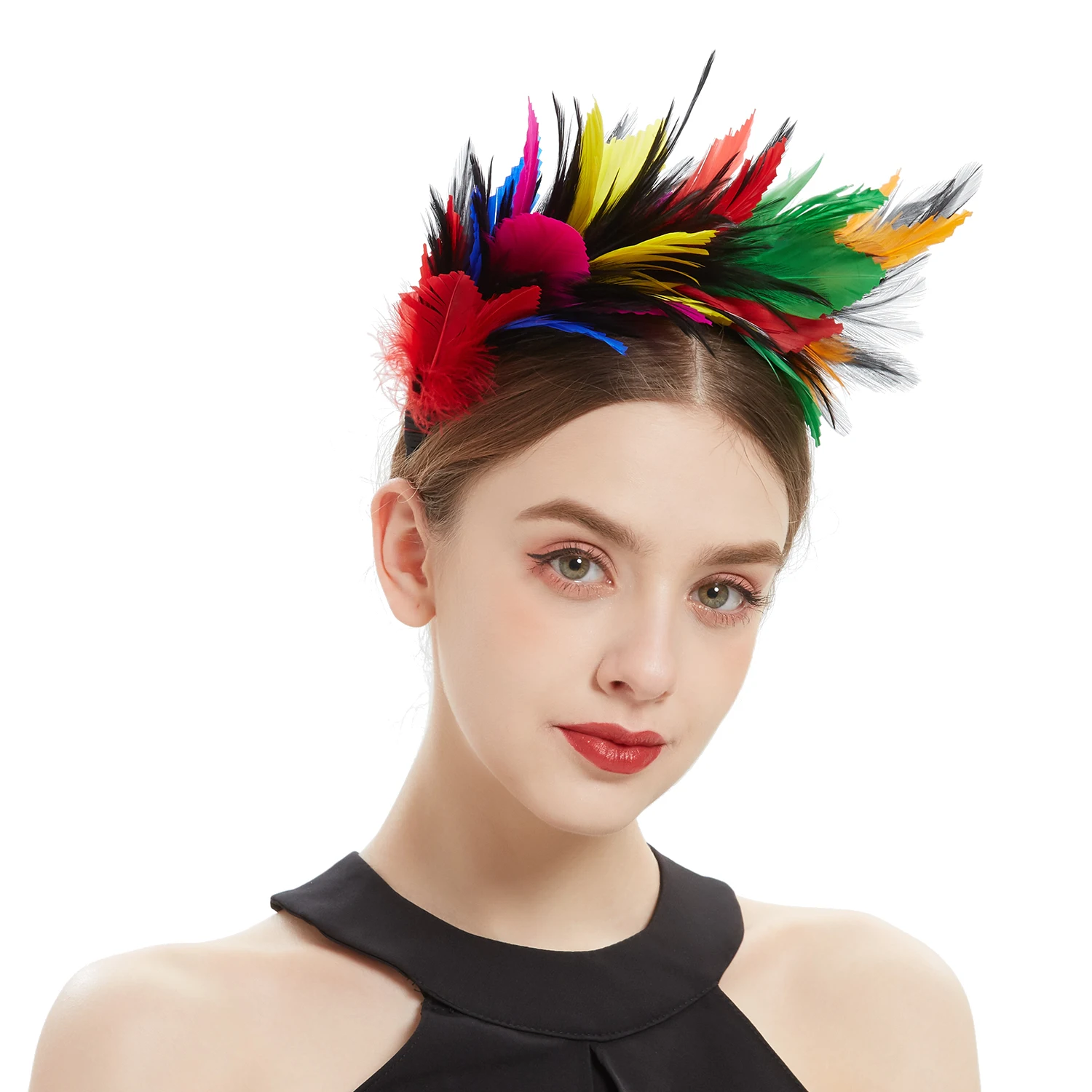 Festa acessórios para o cabelo pena cocar bandana fantasia headpieces fascinator multicolorido premium ornamentos de cabelo feminino