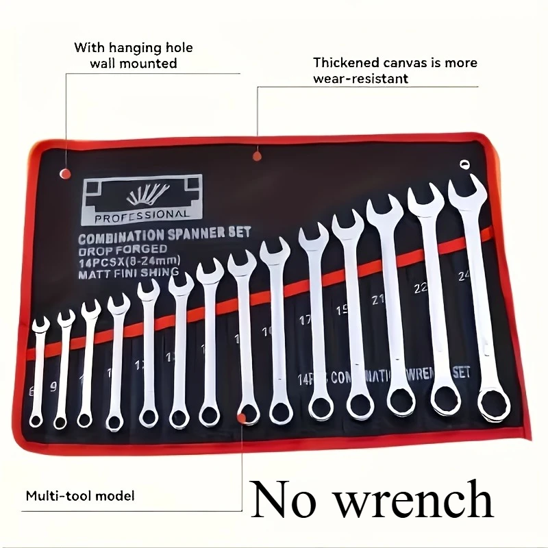 14-Pocket Tool Organizer Roll. Durable Wrench Storage Bag with Portable Handle. Perfect for Garage & Workshop Organization.