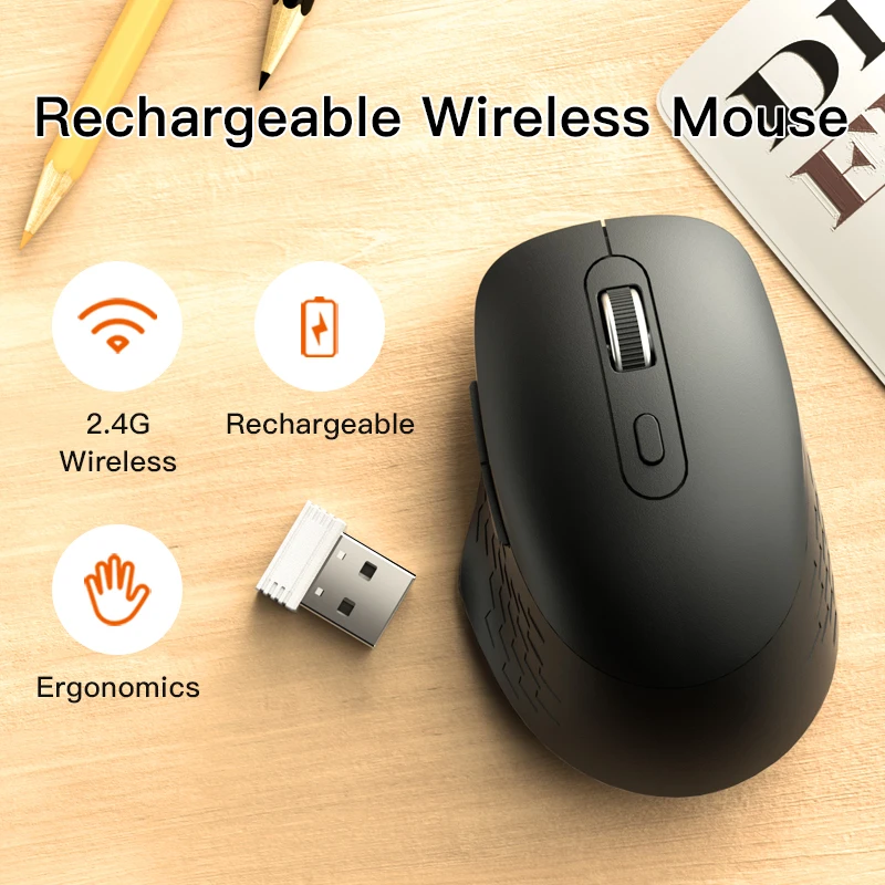 Wireless Mouse Gamer Wirelesss Computer Ergonomic Rechargeable Mause For Portable Desk Gaming Office Accessories Support Laptop