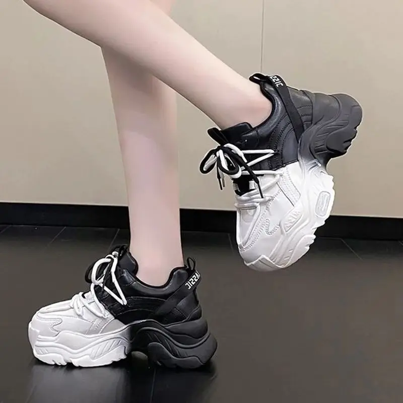 Gradient Color Block Thick Sole Sneakers Men Women Sneakers Fashion Chunky Sneakers Woman Thick Sole Sport Shoes Big Size Shoes