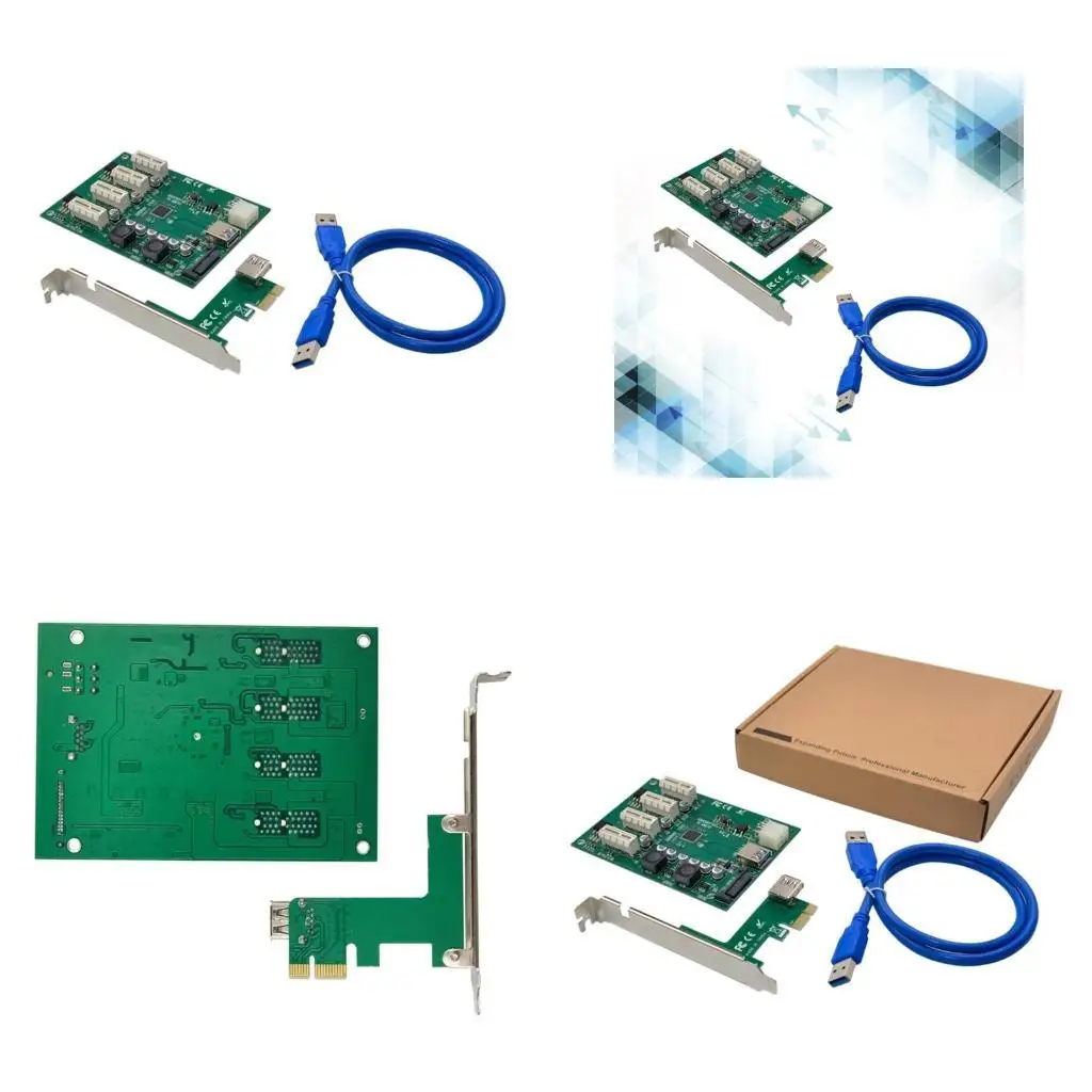 

R53C PCIe to PCI-E 4 Ports Desktop Extended Card 1X USB Extender Board ASM1184