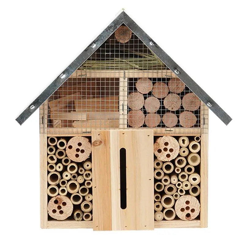 

ABLQ Wood Insect Hotel Natural Wood Insect House Bee Butterfly Ladybug Garden Shelter Garden Decor