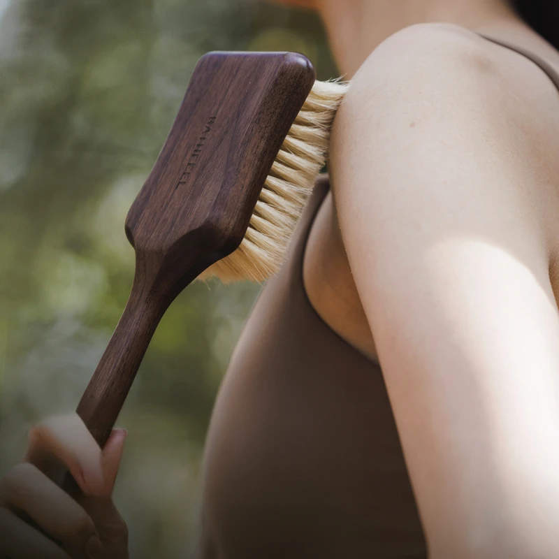 

Natural Boar Bristle Bath Brush,Long Handle Back Scrubber,Waterproof Body Massager Shower Brush,Ergonomic Exfoliating Skin Brush