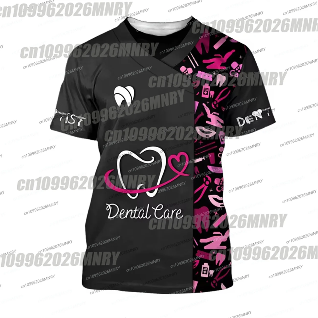 Man T-Shirt Tooth 3d Printed Daily T Shirt For Man Short Sleeve Fashion Casual Street Dentist Uniform Men's Clothing Tops