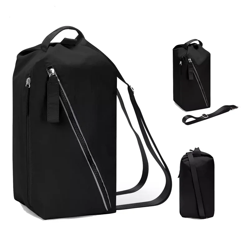 

Minimalist Vertical Sling Backpack with Diagonal Zipper, Convertible to Crossbody/Backpack