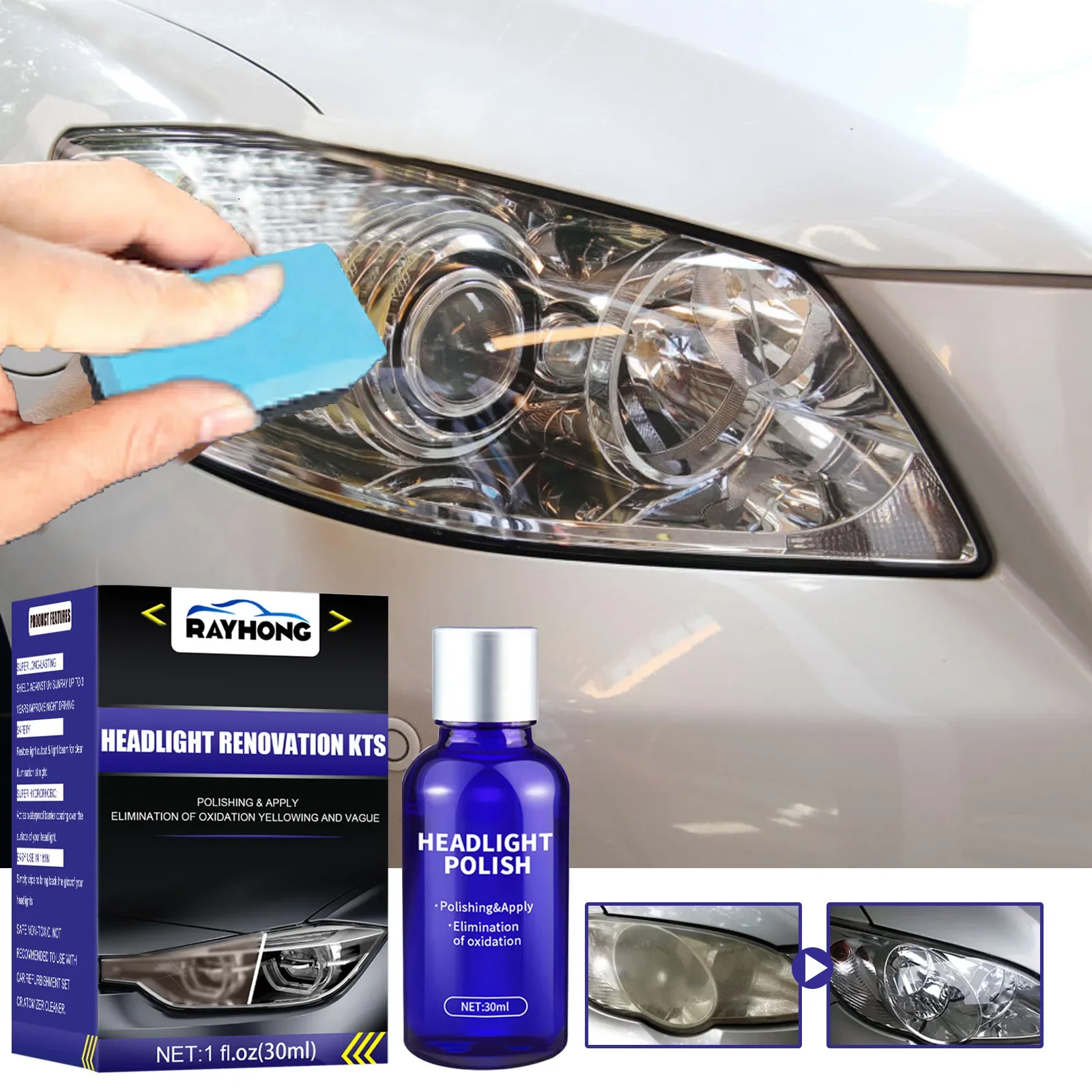 1x 30ml 9H Headlight Cover Len Restorer Repair-Liquid Resin Polish Cleaner Car Liquid Ceramic Coat To Repair The Light Scratches