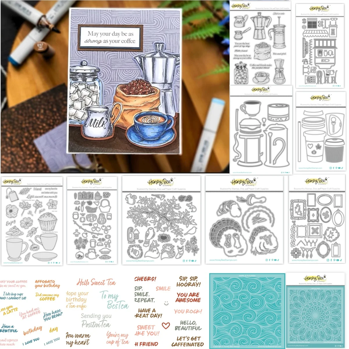 

Autumn 2025 New Turkey Coffee Bar Gallery Metal Cutting Dies Clear Stamps Swirl Stencil For DIY Scrapbook Embossed Card Craft