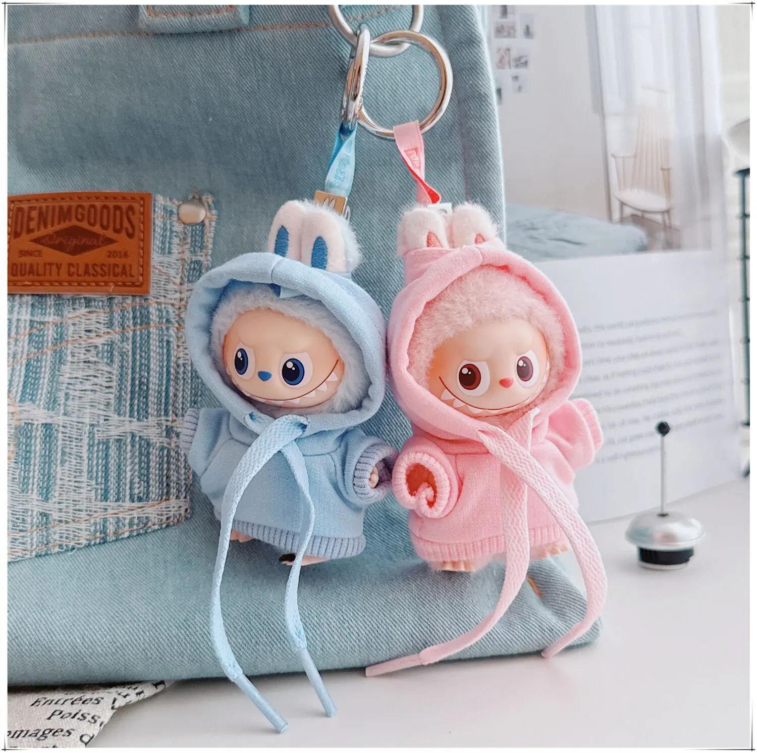 For Labubu 4.0 The Monsters Pin for Love Sportswear Accessories For Mini Labubu Clothes Hooded Sweater Featuring Ribbed Hem