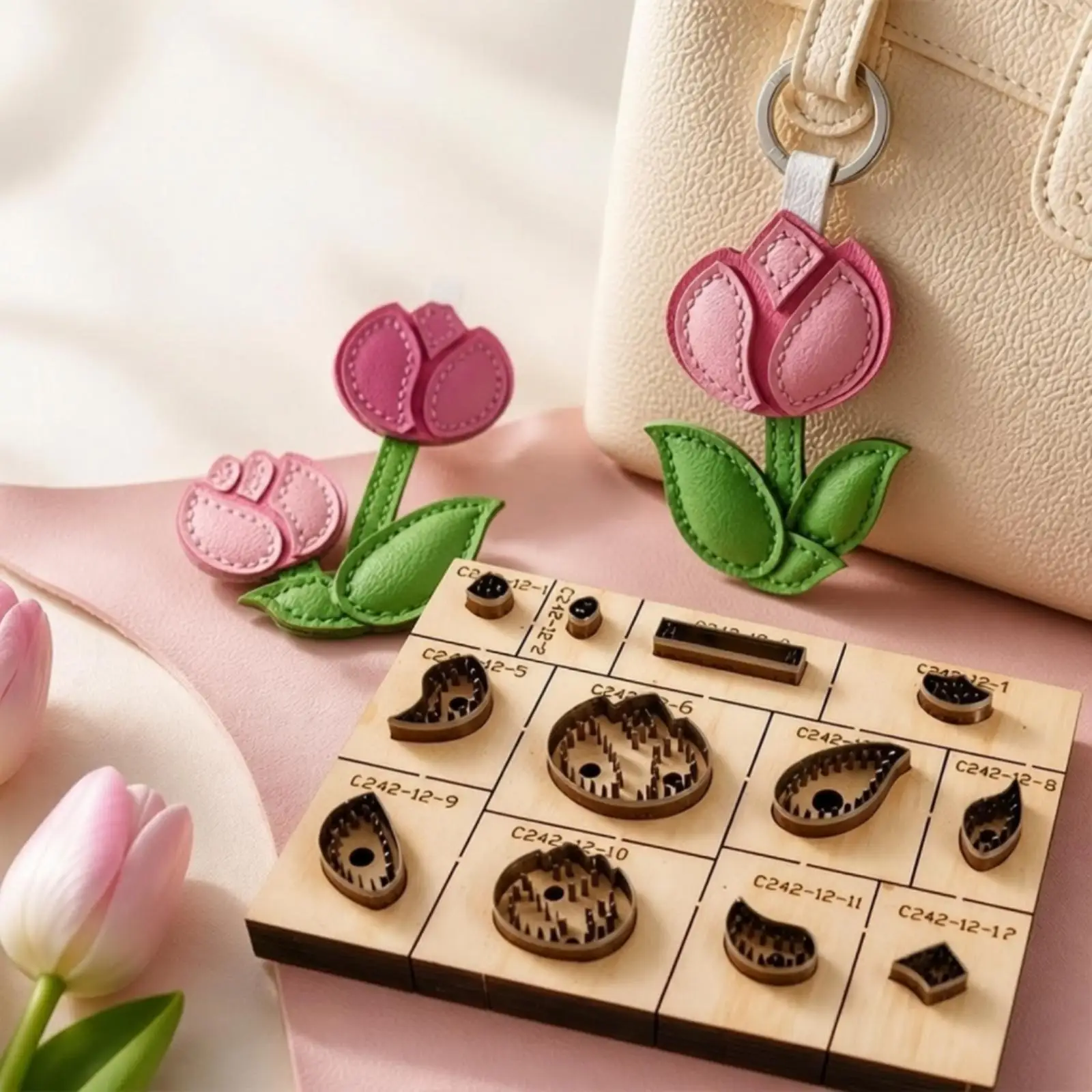 Leather Cutter Organized Flower-Shaped Leather Cutting Die Board Wooden Leathercraft Die Board Sharp-Edged for Leatherworkers