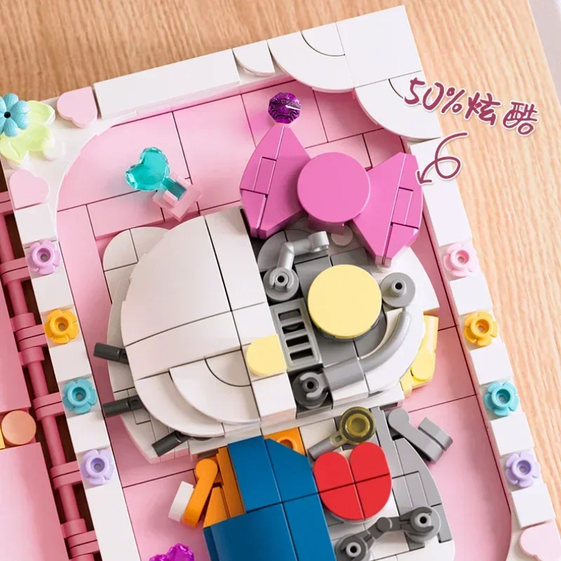 Sanrio HelloKitty Building Block Book Simulation PictureFrame Cute Puzzle Assembled Model DecorationToy Collection Girl Gift