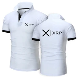 2025 Summer Men's Cryptocurrency Ripple XRP Logo Print Classic Solid Color Lapel Collar Quick Drying Comfortable Polo Shirt Tops