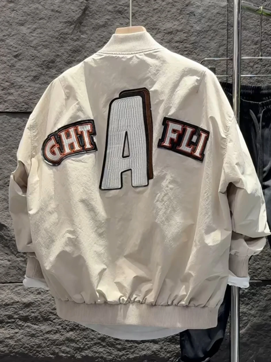 

Faionable Мужская приталенная бейсбольная куртка с вышитыми буквами и воротником-стойкой Верхняя одежда для всех сезонов Youth 2) Sle