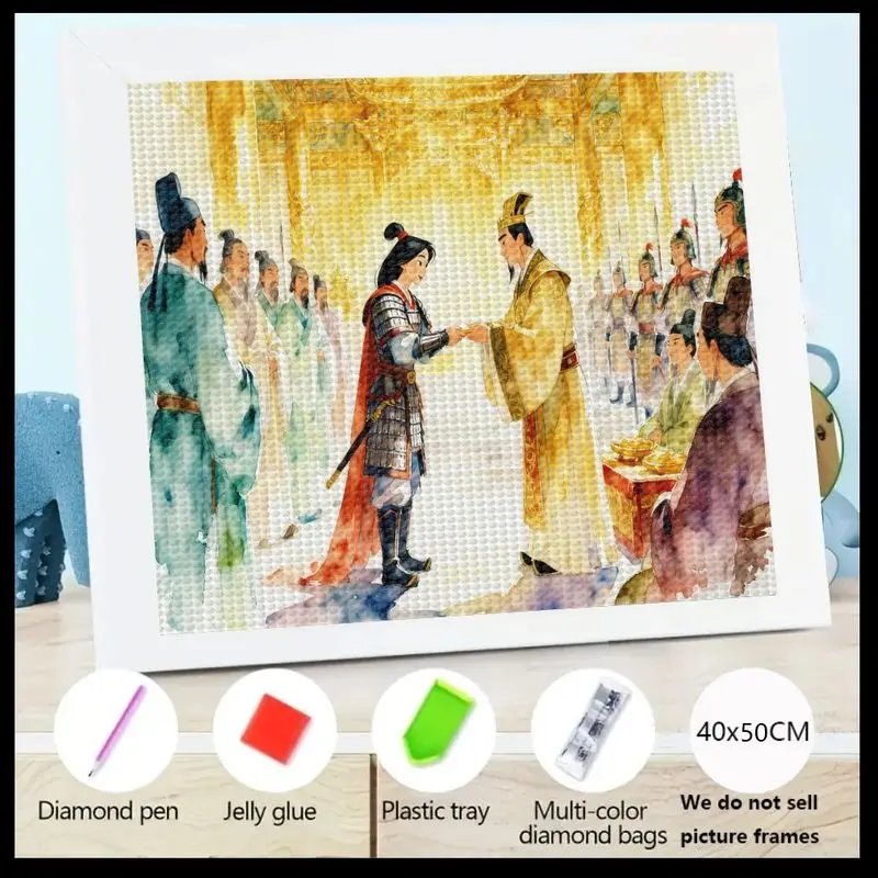 Kit de pintura de diamante de taladro completo 5D, ceremonia Imperial china antigua con guerrera y emperador, gema de resina de cristal DIY, 1 ud.