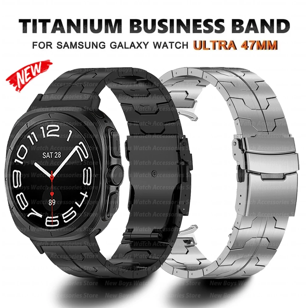 Men Titanium Metal Band for Samsung Galaxy Watch Ultra 47mm Titanium Strap for Galaxy 47mm Ultra No Gaps Curved End Bracelet