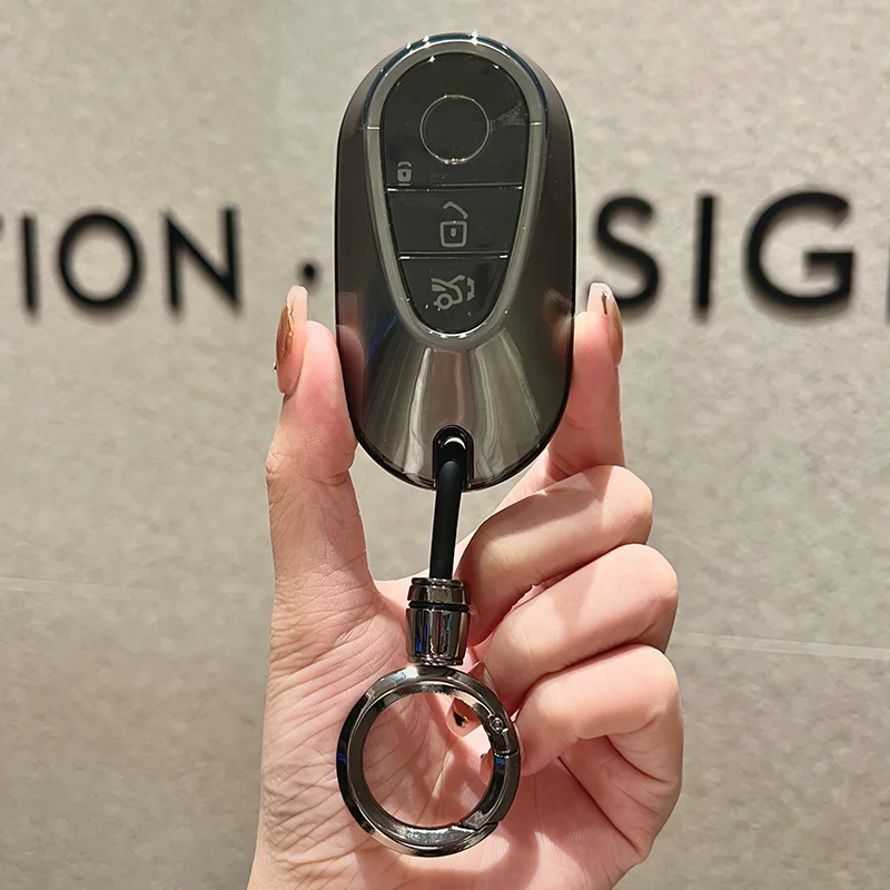 TPU Car Key Cover Shell For Mercedes Benz 2023 C260L C200L S400L S450L GLC300L, Simple Soft TPU Key Protector Anti-drop, Univers
