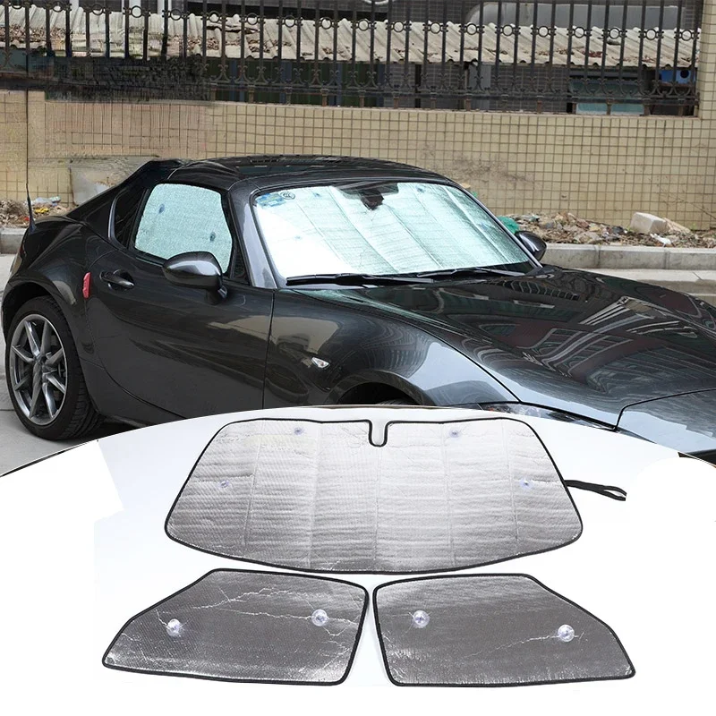 

For Mazda MX-5 ND2016-2024 Aluminum Foil Silver Car Front Windshield Full Window Glass Sun Protection Parasol Car Accessories