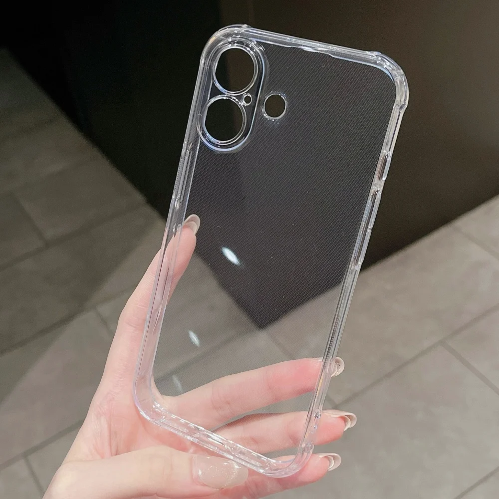 เคสใสซิลิโคน TPU นิ่มสำหรับ iPhone 17 Air 16 15 14 13 12 Pro Max Plus 16E 17Pro ป้องกันการกระแทก ขอบกันกระแทก ฝาครอบโทรศัพท์แท้