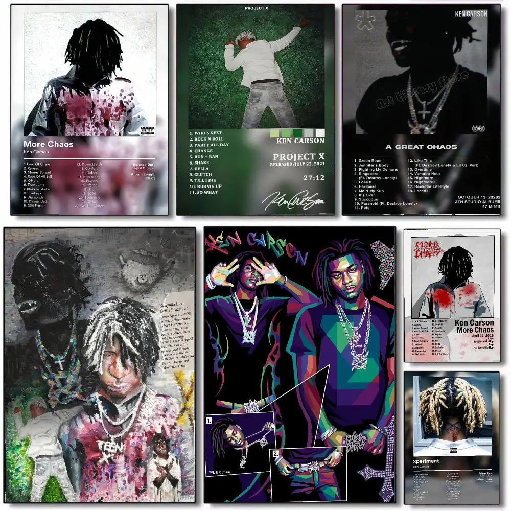 Singer Trap K-Ken Carson Poster Wall Art Printed Decor Sticker Stylish Home Gift for Living Room Bedroom Corridor Cafe
