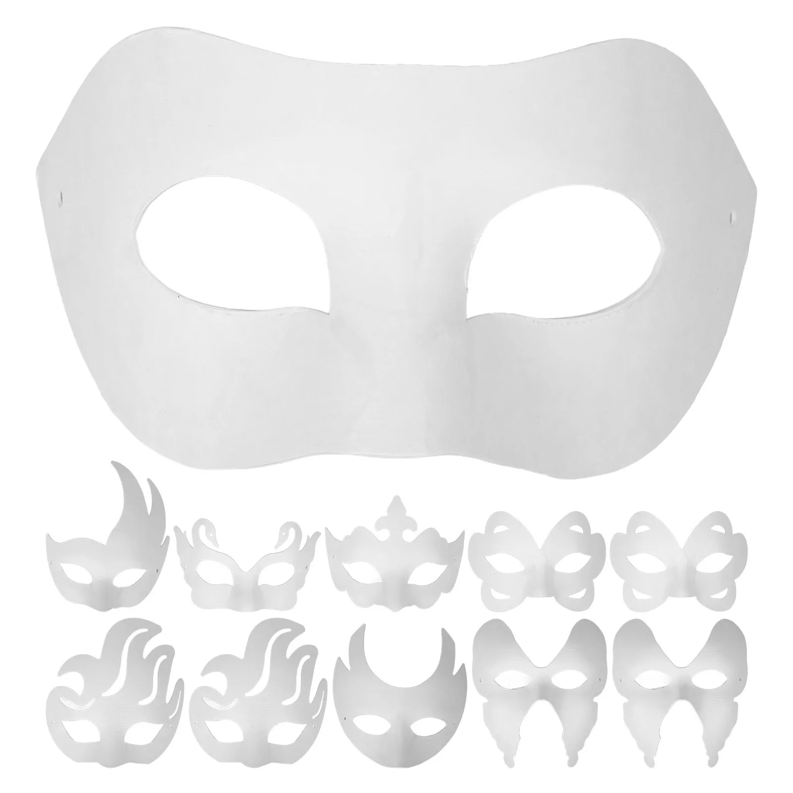 16 pçs diy máscaras de máscaras em branco máscaras de papel incolor para o dia das bruxas aniversário carnaval cosplay festa máscara de máscaras branca