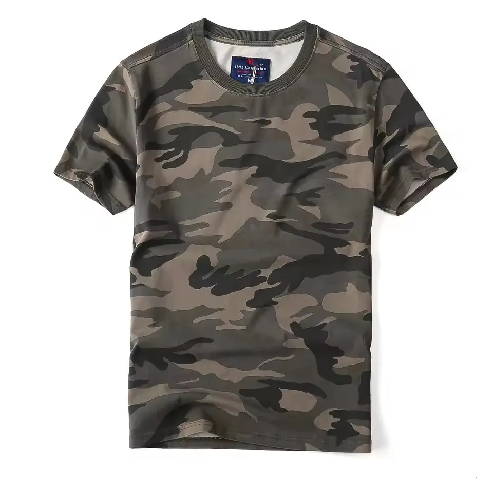 

Retro Fashion Summer Men's 100% Cotton Camouflage Collar Short Sleeve Tee 220gsm Washed Casual