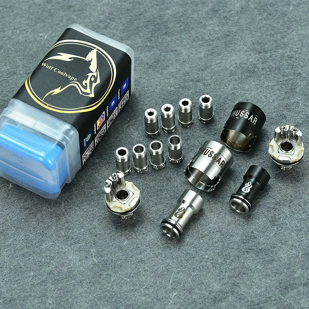 WolfCoolvape Billet Box Boro Mod Vape Hussar STE RBA Bridge 316ss Atomizer Tank Vape Atomizer 9 AFC Pins 2.0-4.5mm replacement coil