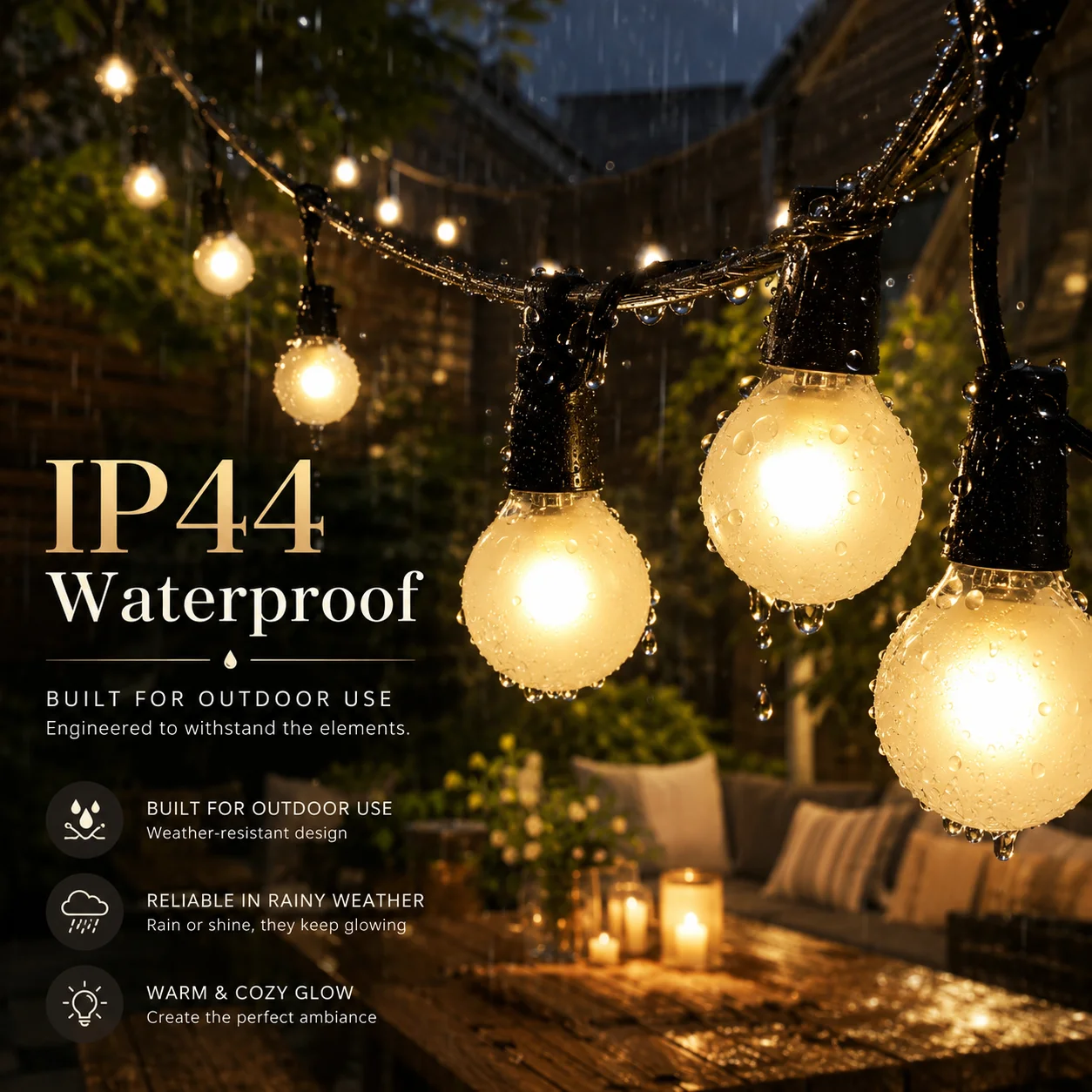 Waterproof G40 Glass Indoor Outdoor String Lights LED Garden Light Frosted White Connectable Retro Festoon Wedding Decoration