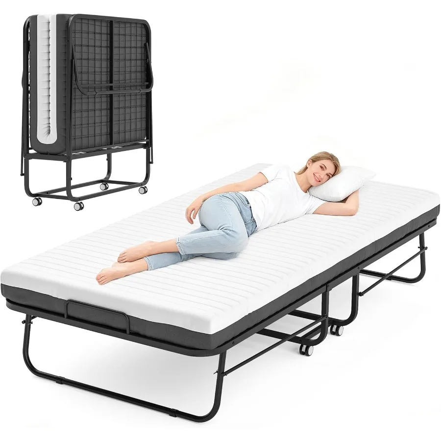 Folding Bed with Memory Foam Mattress, 75