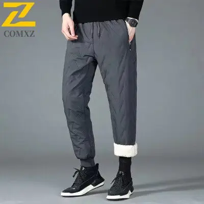 2024 ใหม่บุรุษฤดูหนาวขนแกะเรียงรายกางเกงหนา Sherpa เรียงรายกางเกงผ้าฝ้ายแฟชั่นอเนกประสงค์เย็นสภาพอากาศ