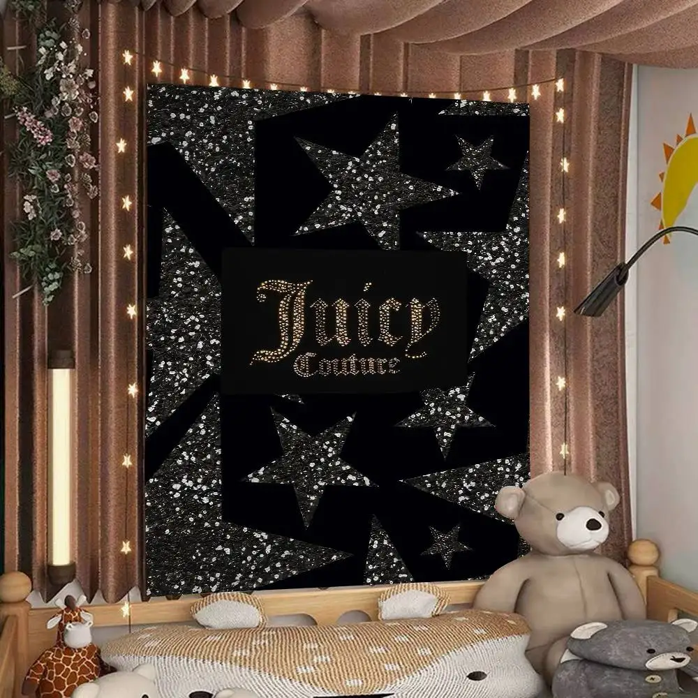 Tapiz de pared Juicy Couture "Choose Juicy" - Diseño de corona, estilo preppy de los años 2000, decoración acogedora para la habitación de los amantes de la moda.
