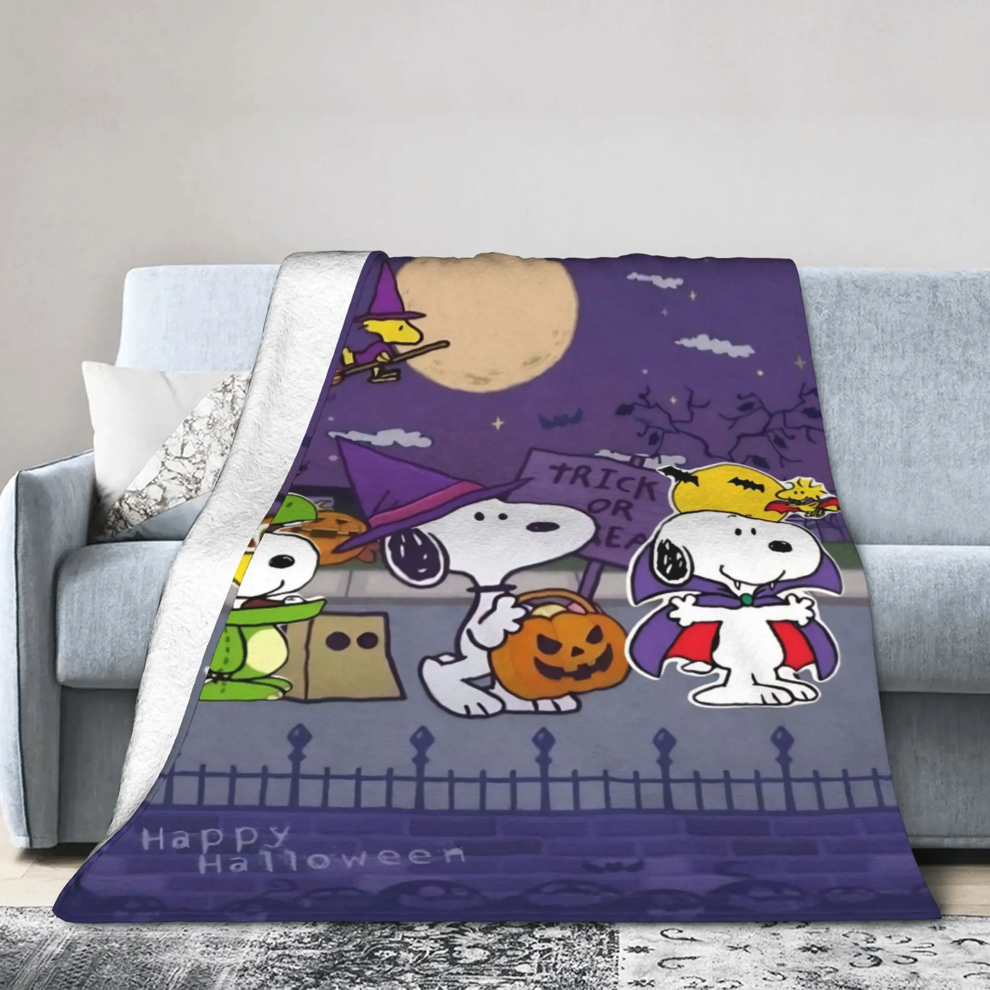 Halloween Snoopys Plush Blankets Horro Pumpkin Novelty Throw Blanket for Home Hotel Sofa  125*100cm Bedspread